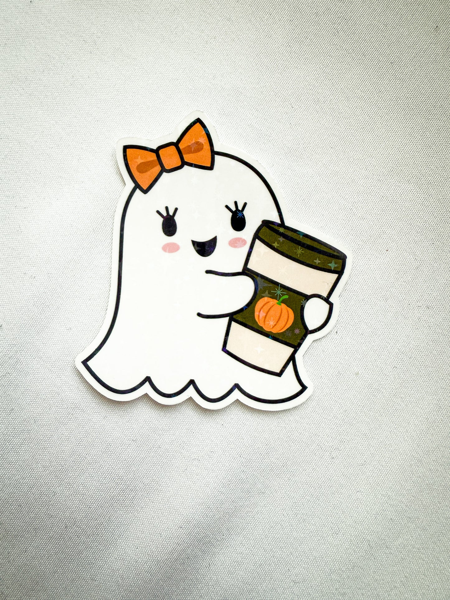 Pumpkin Spice Ghost Holographic Sticker