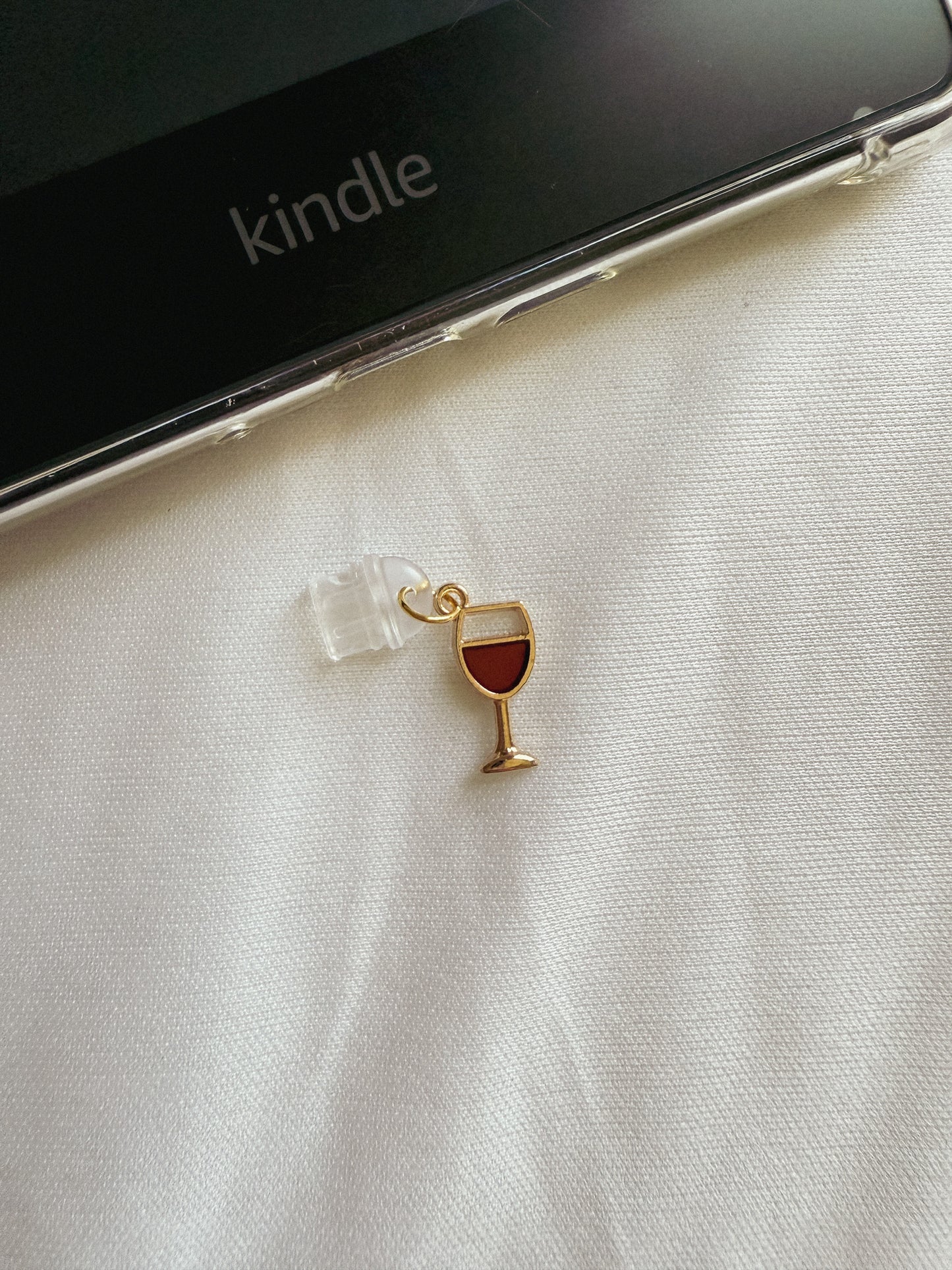 Wine Glass Kindle Charm Kindle Dust Plug Charm Kindle Accessories USB-C Dust Plug Charm Ipad Charm Bookish Gift Bookish Merch Dust Plug Book lover Gift