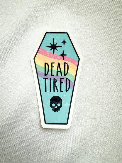 Dead Tired Coffin Holographic Sticker