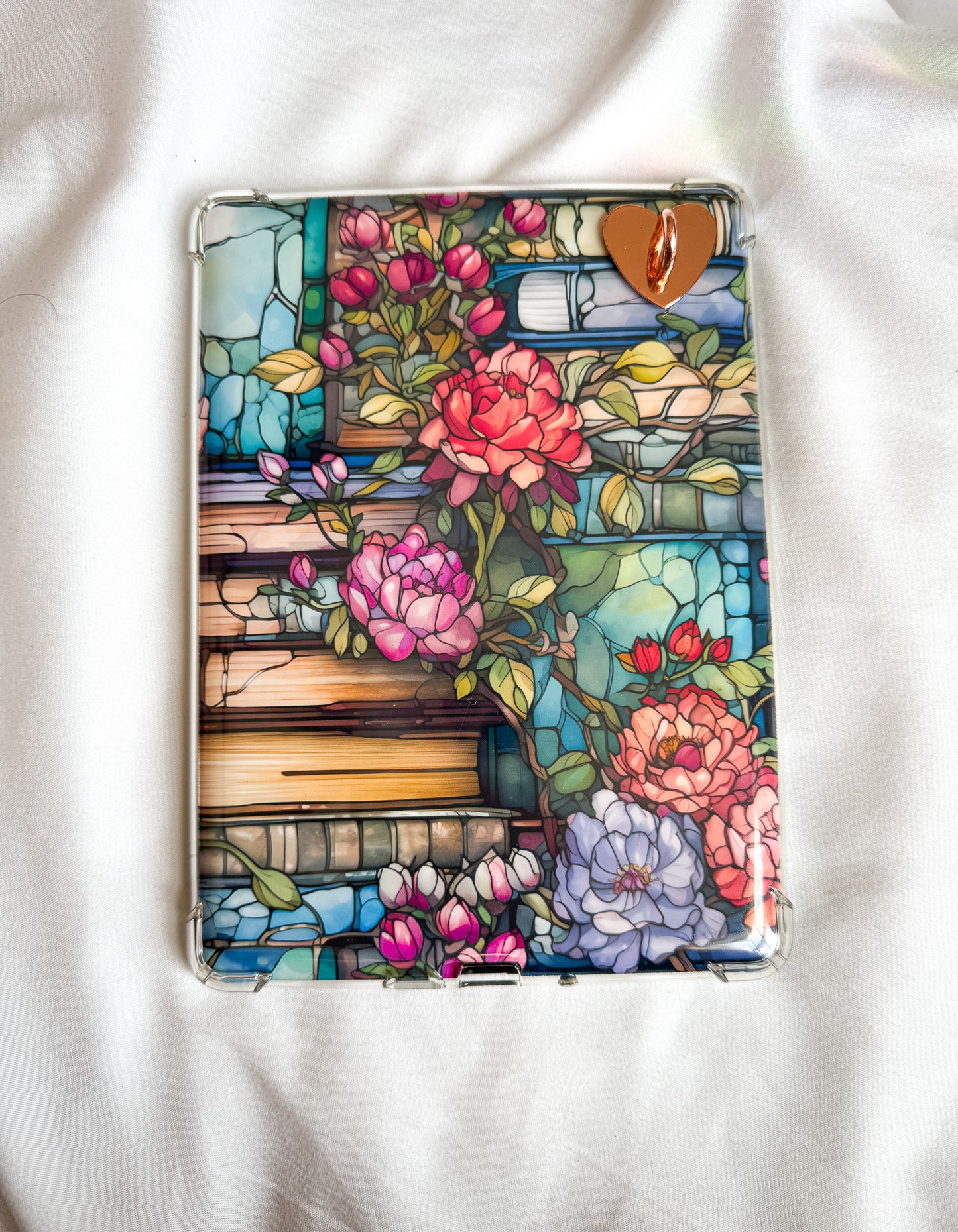 Stained Glass Design Kindle Case Insert Books and Floral Stained Glass Kindle Insert