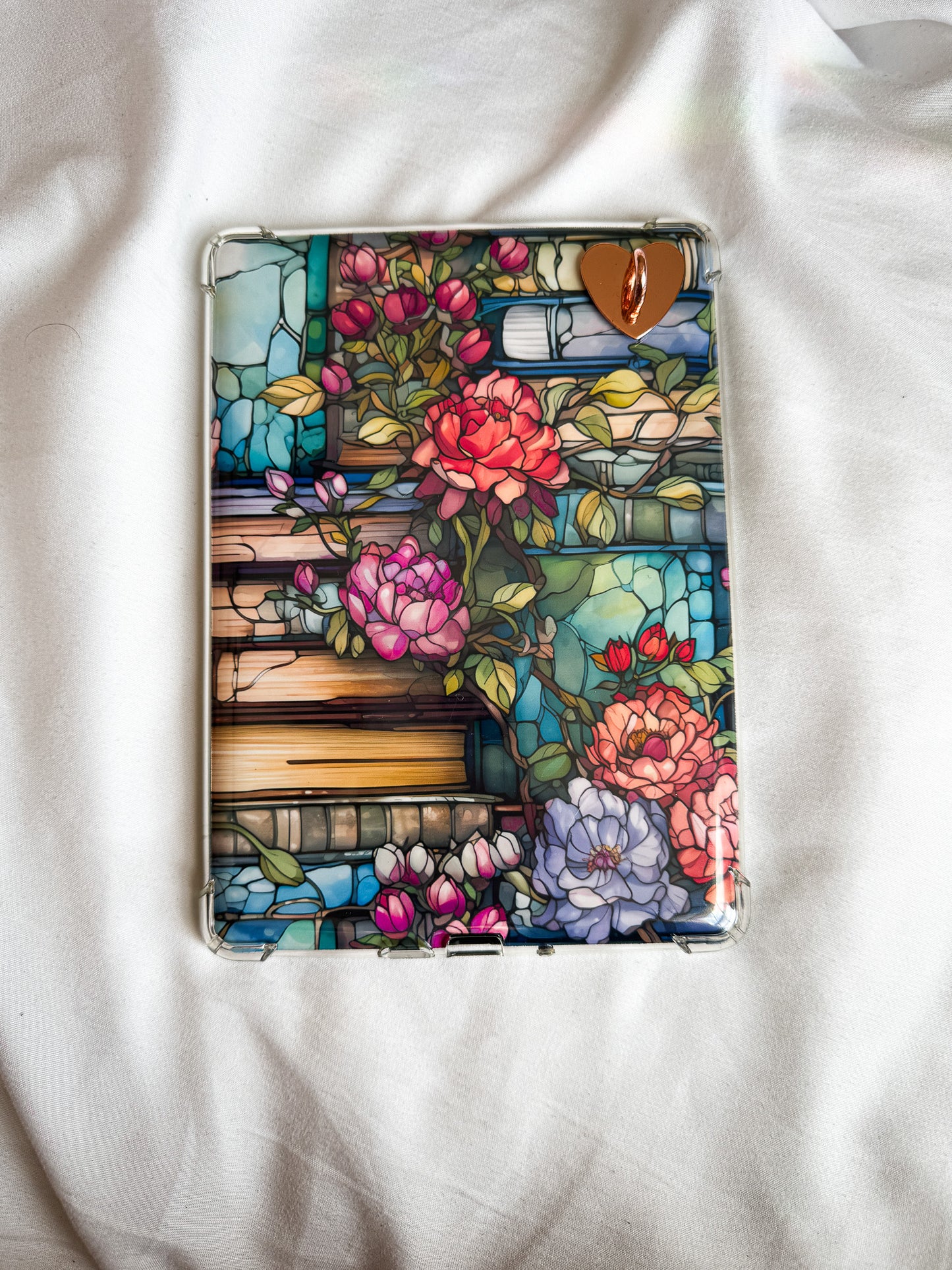 Stained Glass Design Kindle Case Insert Books and Floral Stained Glass Kindle Insert