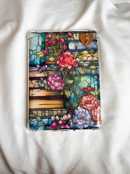 Stained Glass Design Kindle Case Insert Books and Floral Stained Glass Kindle Insert