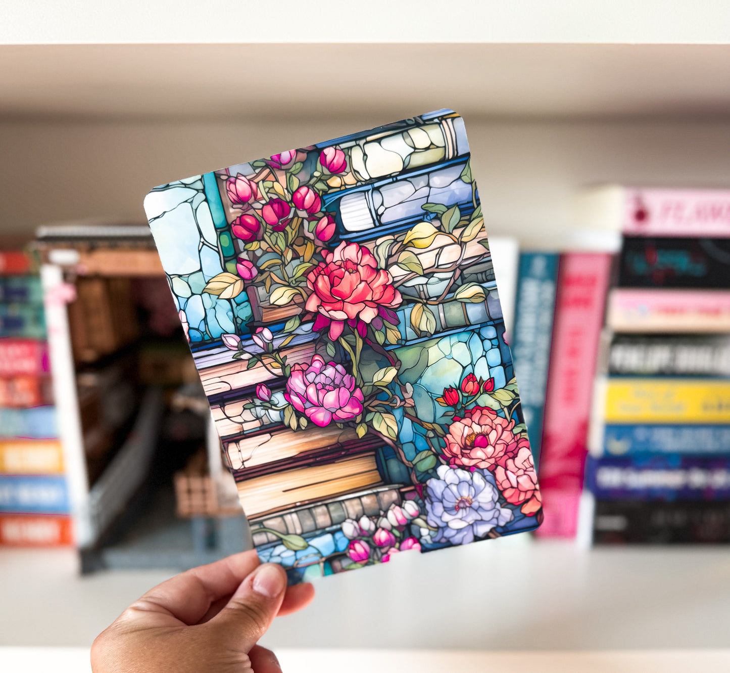 Stained Glass Design Kindle Case Insert Books and Floral Stained Glass Kindle Insert