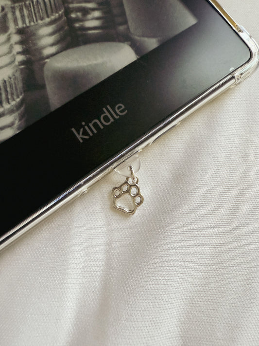 Paw Print Kindle Charm Kindle Dust Plug Charm Kindle Accessories USB-C Dust Plug Charm Ipad Charm Bookish Gift Bookish Merch Dust Plug Book lover Gift