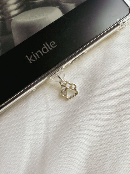 Paw Print Kindle Charm Kindle Dust Plug Charm Kindle Accessories USB-C Dust Plug Charm Ipad Charm Bookish Gift Bookish Merch Dust Plug Book lover Gift