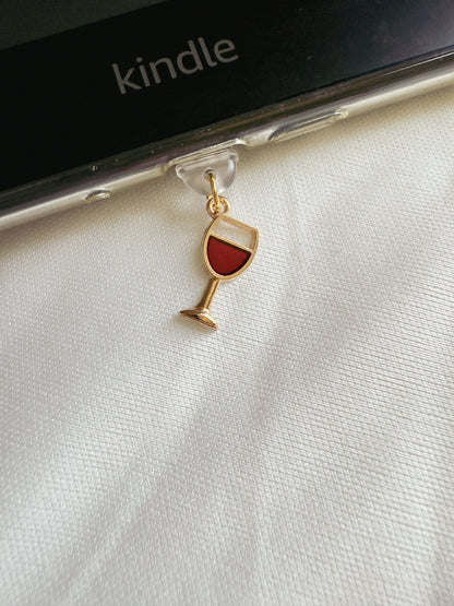 Wine Glass Kindle Charm Kindle Dust Plug Charm Kindle Accessories USB-C Dust Plug Charm Ipad Charm Bookish Gift Bookish Merch Dust Plug Book lover Gift