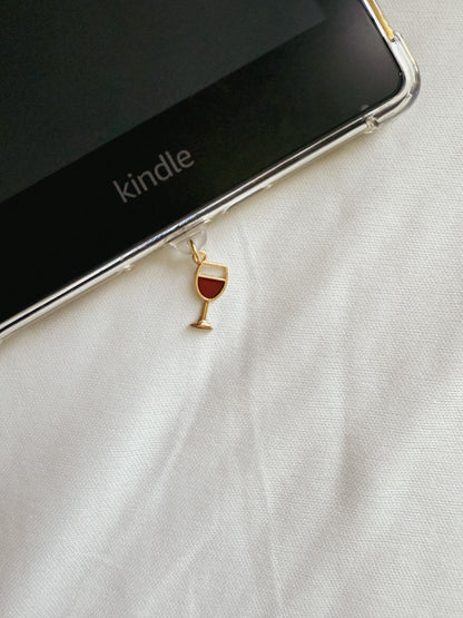 Wine Glass Kindle Charm Kindle Dust Plug Charm Kindle Accessories USB-C Dust Plug Charm Ipad Charm Bookish Gift Bookish Merch Dust Plug Book lover Gift