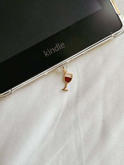 Wine Glass Kindle Charm Kindle Dust Plug Charm Kindle Accessories USB-C Dust Plug Charm Ipad Charm Bookish Gift Bookish Merch Dust Plug Book lover Gift